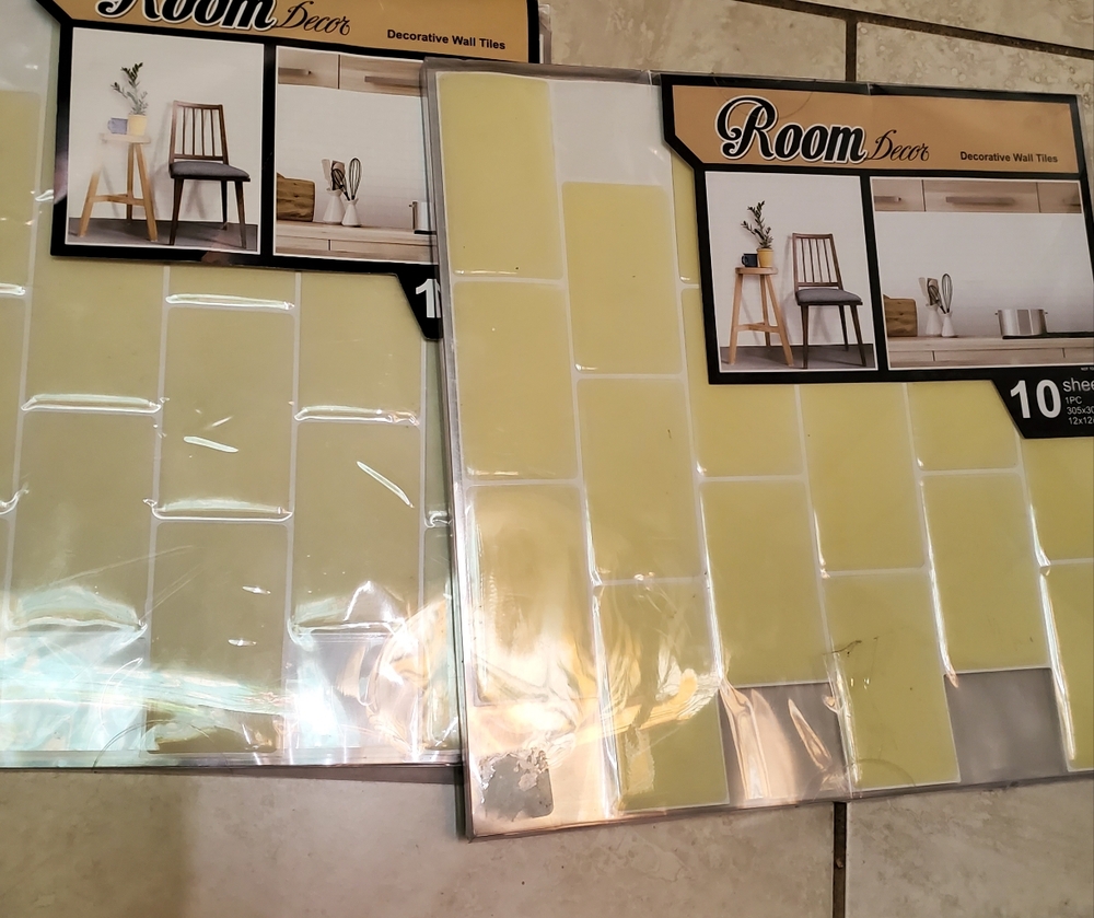 NWOT Art3D Decorative  Wall Tiles Self Adhesive  Set Of 2 -- 10 Pks Pale Yellow